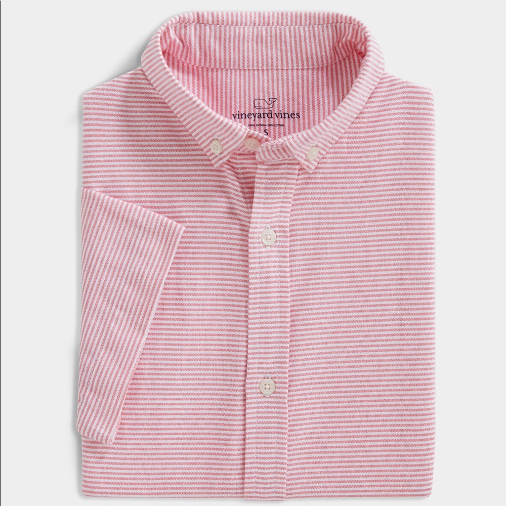 Vineyard vine Boys' Firecracker Stripe Whale Shirt Sz M